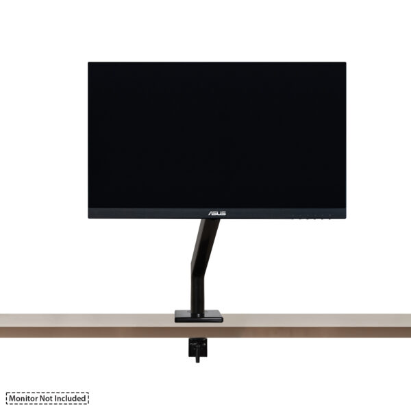 45 degree angle monitor arm with monitor attached displaying mounting on table