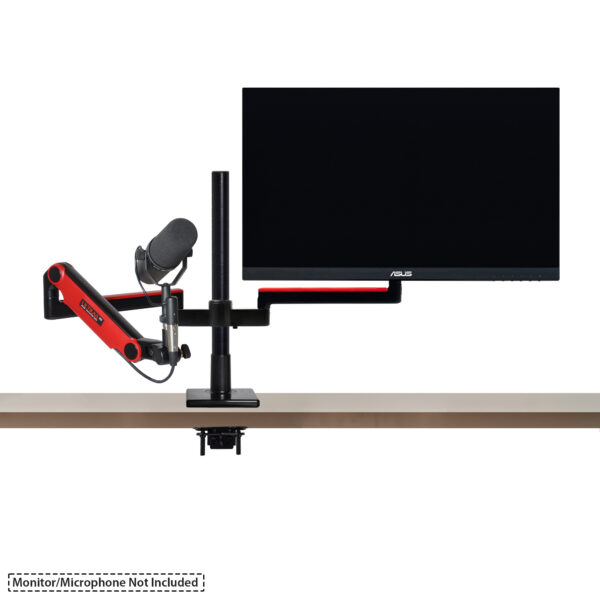 Limited Edition Red Single Monitor and Microphone Support - On Table - SMS-1-ULP-13-RED