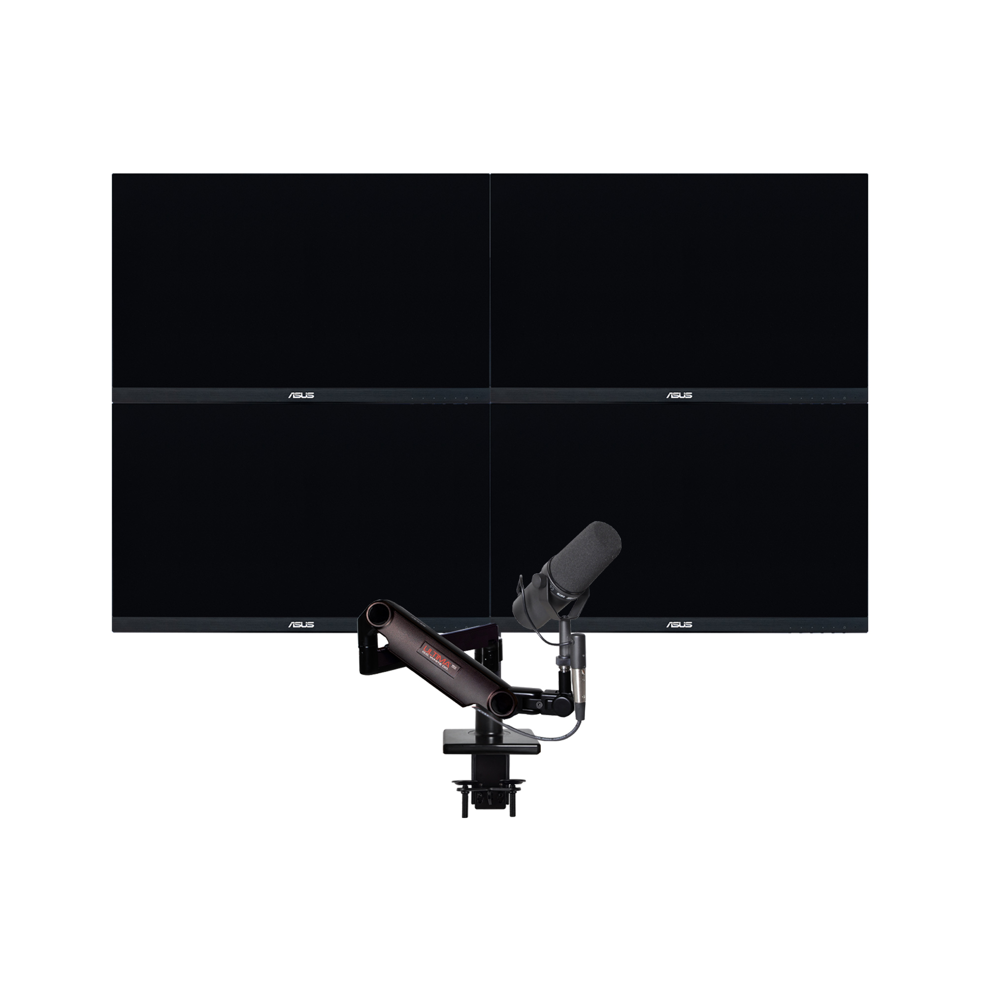 Quad Monitor Single Low Profile Mic - Four monitors, One Microphone, Scalable Monitor Support System - Featured Image