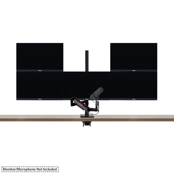 Five Monitors and Low Profile Mic Boom - Five monitors, One Microphone, Scalable Monitor Support System - Mounting Shown